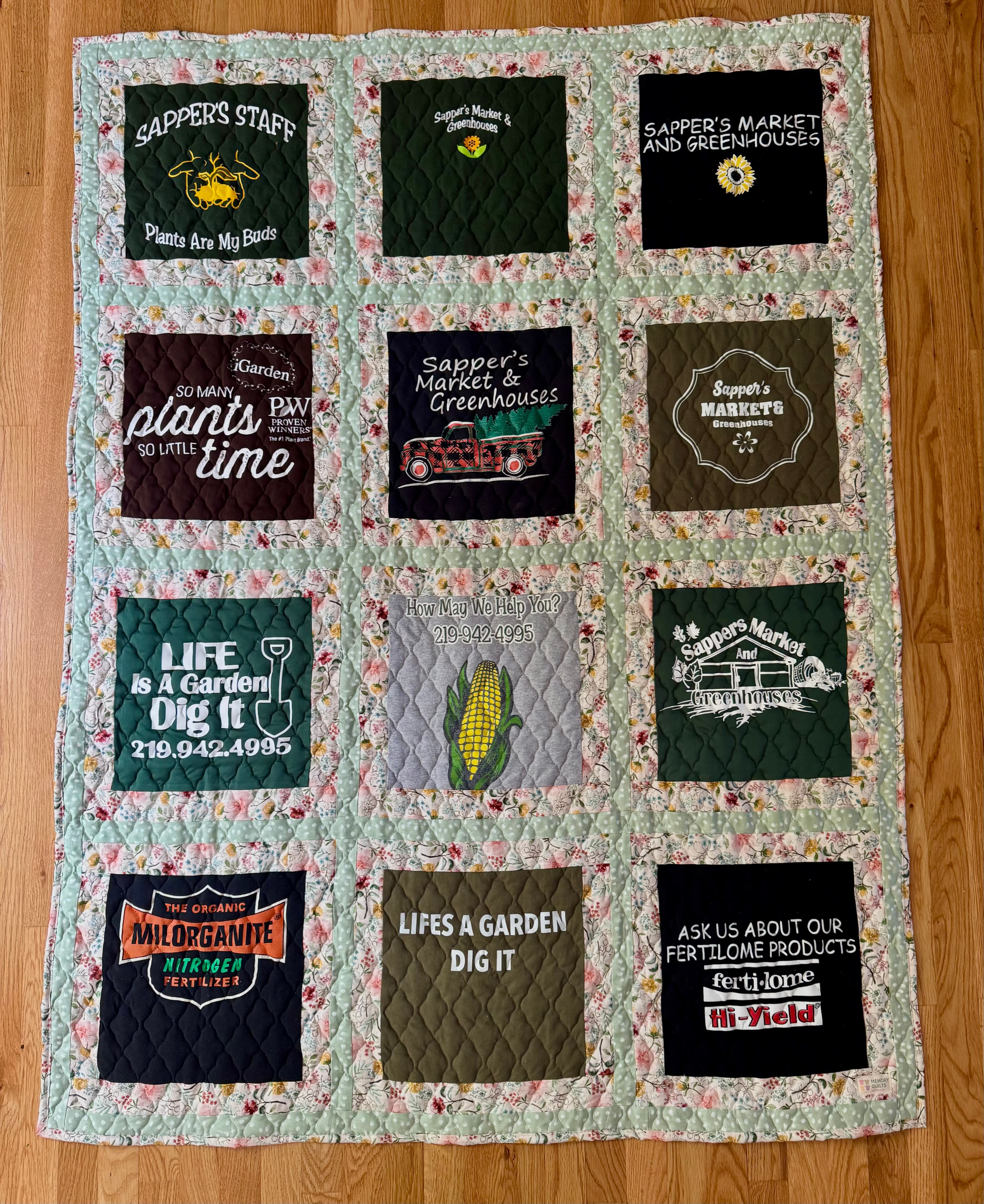 Double Frame quilt example — 3 × 4 — 12 Shirts