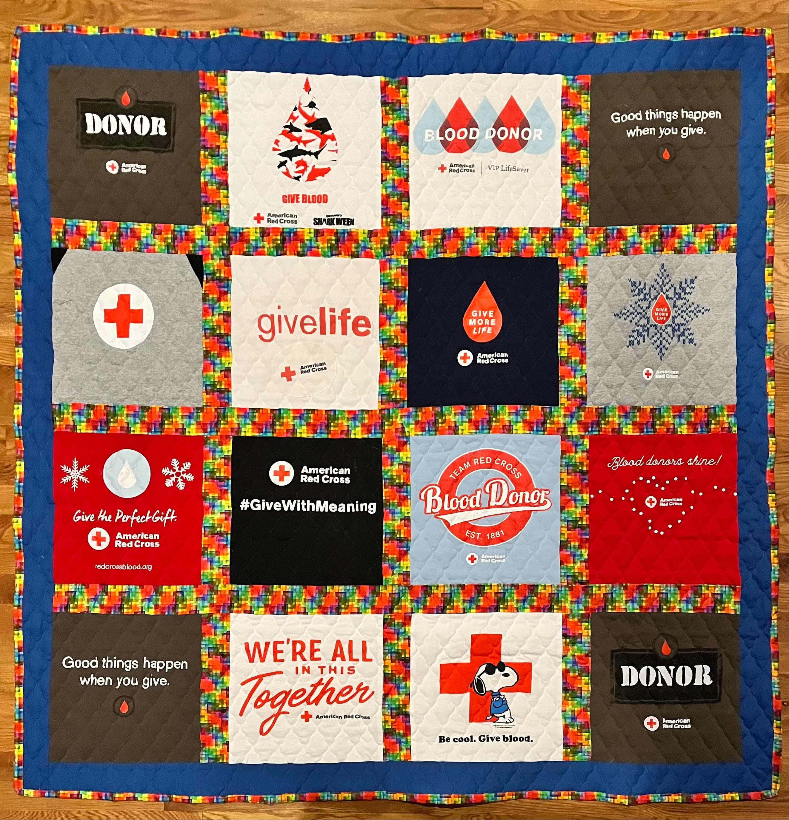 Single Frame quilt example — 4 × 4 — 16 Shirts