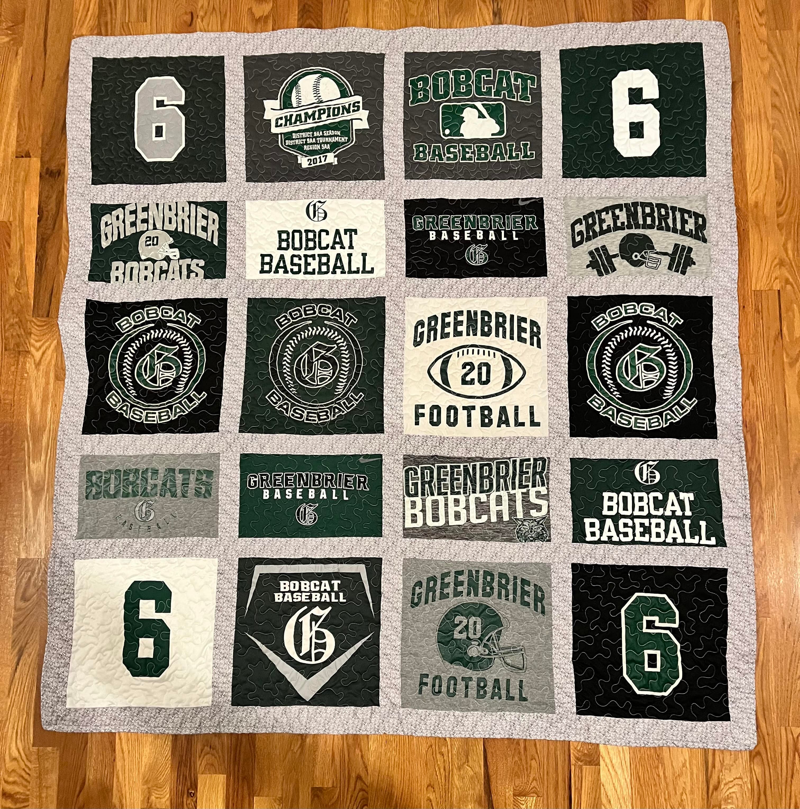 Single Frame quilt example — 4 × 5 — 20 Shirts