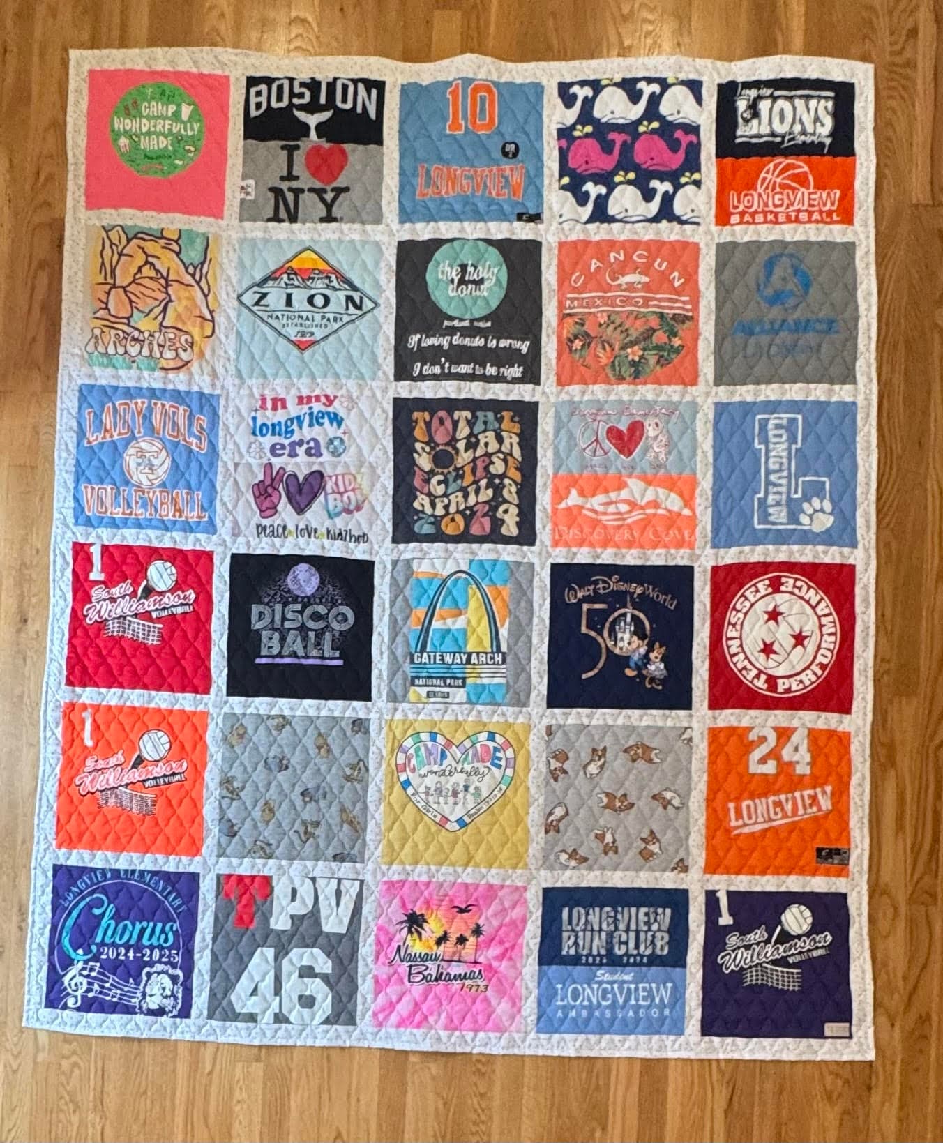 Single Frame quilt example — 5 × 6 — 30 Shirts